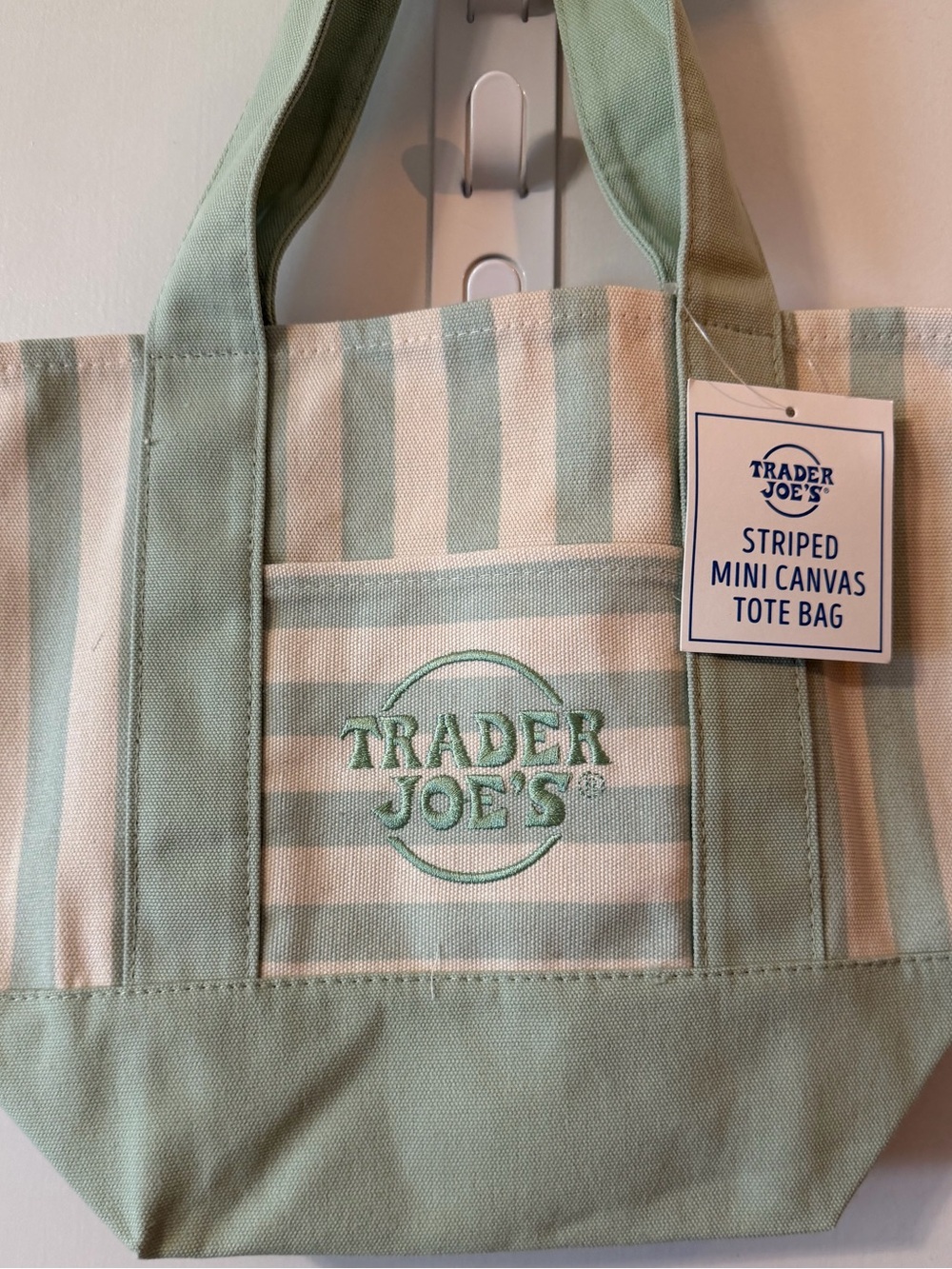Trader Joe’s Striped Mini Canvas Tote Bag Set - 4 Bag, 1 of each color NWT - Picture 2 of 6
